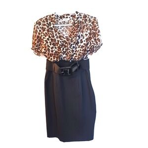 Womens Sophisticated Italian Wild Cheetah Dress Alyx Sleeveless Belt Sz 12